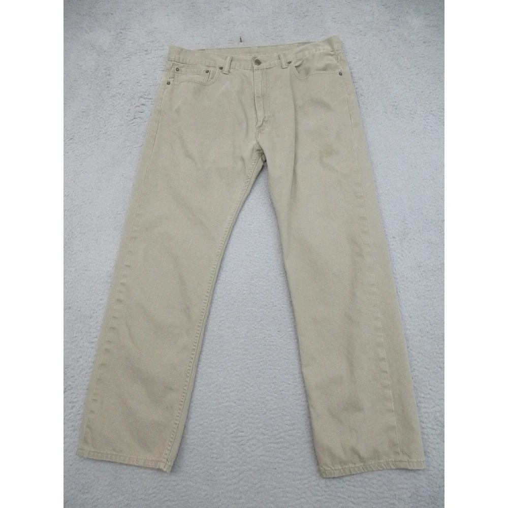 Levis 505 Jeans Mens 36x30 Beige‎ Straight Leg Denim Y2K Workwear (Tag 38x32)